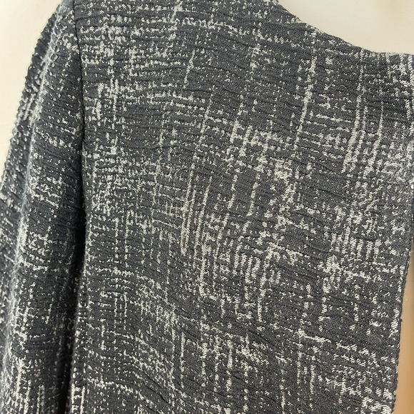 Eileen Fisher Crosshatch Open Front Black Gray Blazer Coat-Organic Cotton Size M - Picture 5 of 10